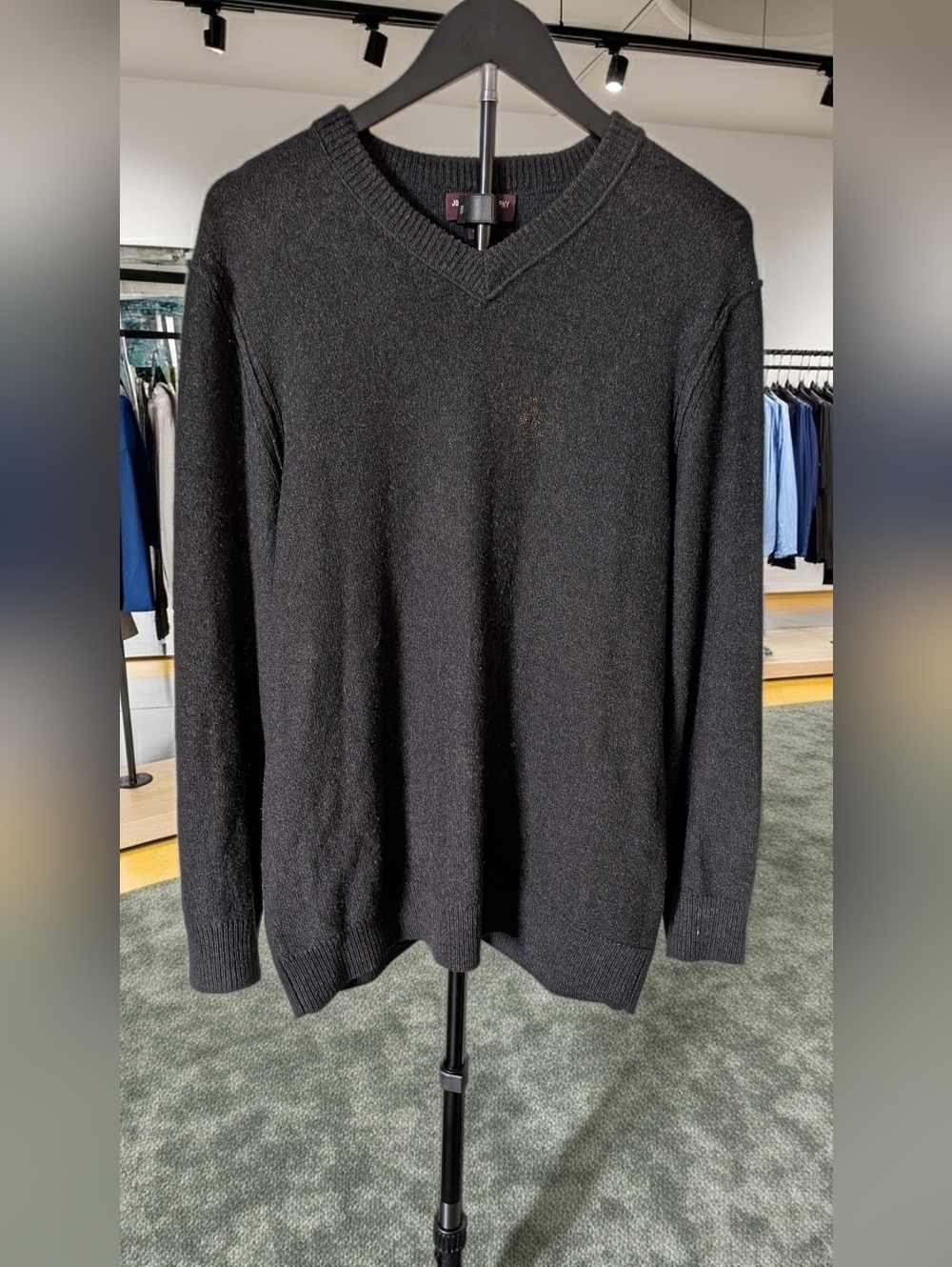 Johnston & Murphy Black V-Neck Knit Sweater Men’s Size Small Classic Lightweight